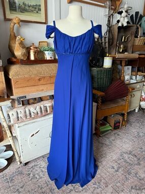 Y2K Elegant Royal Blue Off-Shoulder Gown